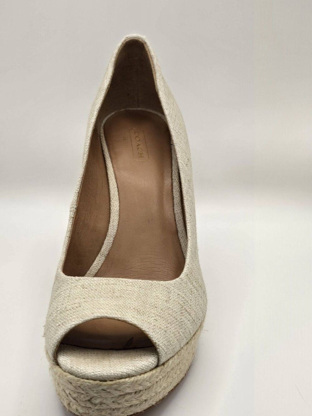 Coach Milan Platform Espadrille Wedge Heel Peep Toe Gold Size 8.5 - Picture 8 of 13